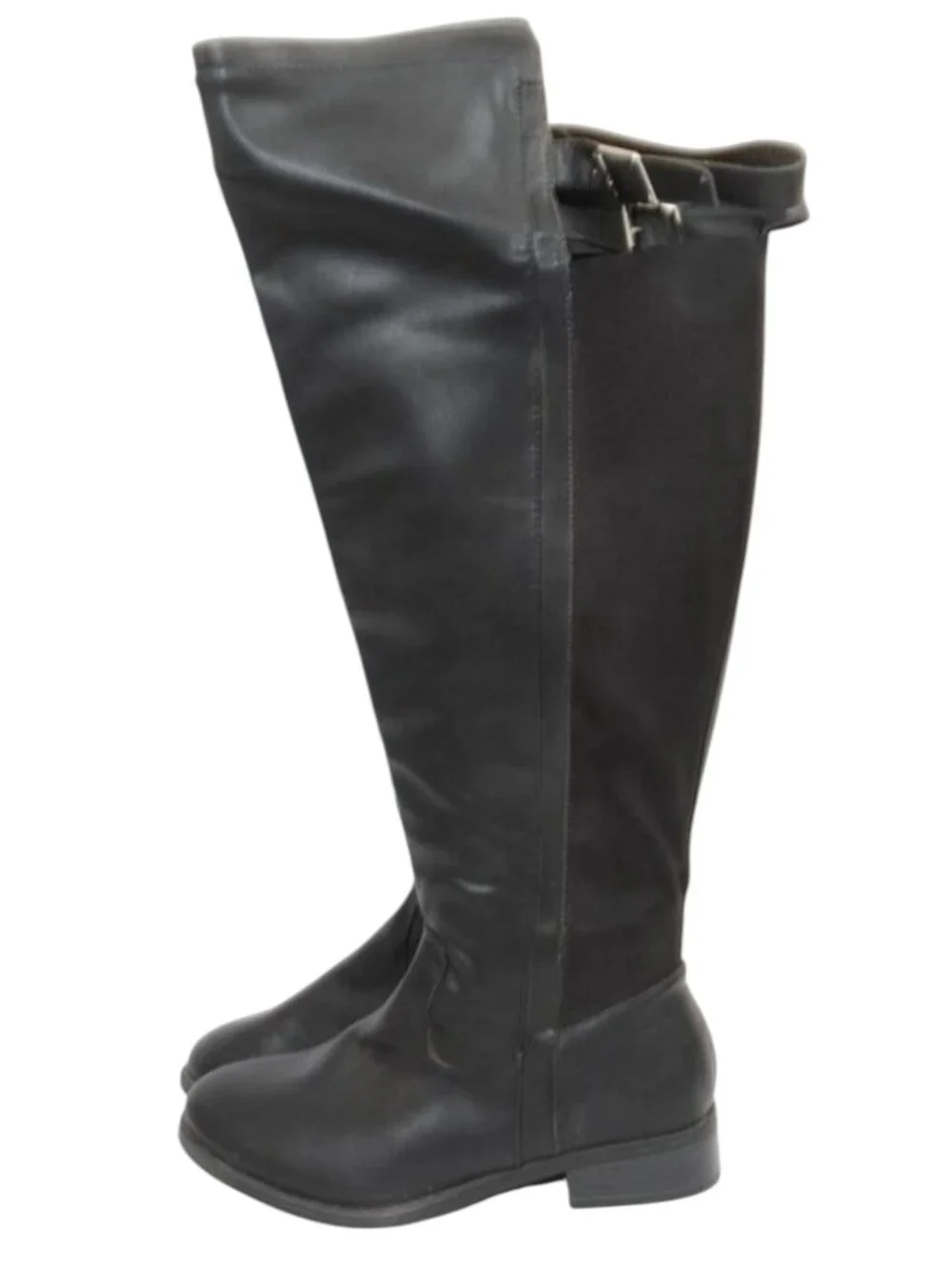 Torrid Black Over The Knee Boots  Adjustable double Buckles Sz 6.5W